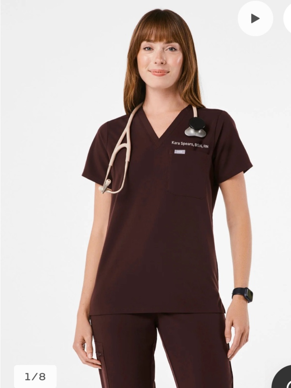 Figs Caterina One Pocket Scrub Top in Espresso Sz XXL